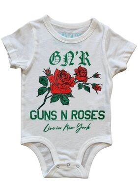 Rowdy Sprout White Baby One-Piece with Red Rose Graphic